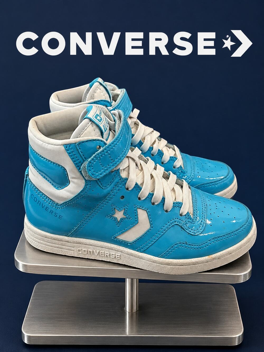 Converse Vintage Starion Mid Aqua Leather High Top Sneakers Womens 6.5